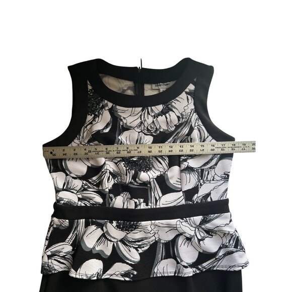 Shelby & Palmer Womens Black & White Floral Peplum Dress Size 8 Office - Picture 6 of 9